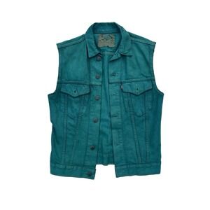 Levi's Jean Green Women's Vest with Gold Stitching Y2K INCREDIBLE FIND